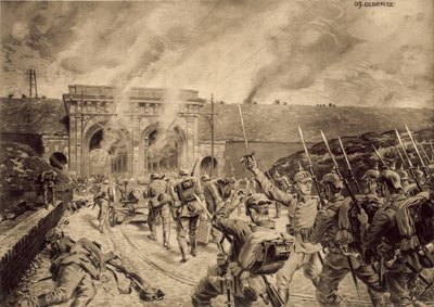 Tyska trupper attackerade Porte du Douai i Lille den 12 oktober 1914 av German School