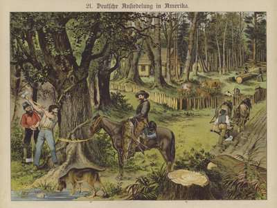 Tyskarna i Amerika (färg litho) av German School