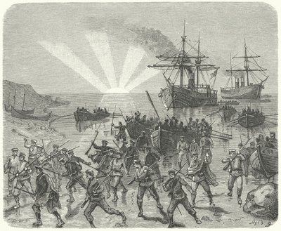 Giuseppe Garibaldi landar i Marsala, Sicilien av German School
