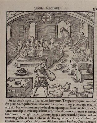 Glasblåsning, från a Book of Trades av German School