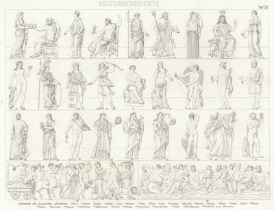 Gudar i antikens Grekland och Rom. Illustration för Bilder-Atlas (gravyr) av German School
