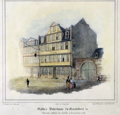 Goethes hus i Frankfurt (färg litho) av German School
