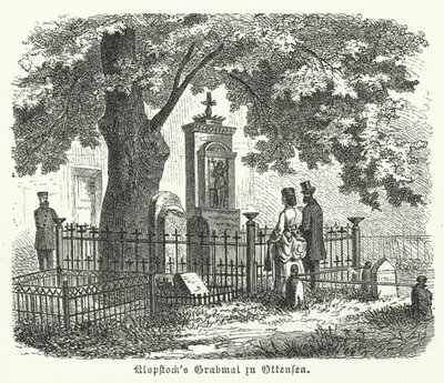 Grav av den tyske poeten Friedrich Gottlieb Klopstock, Ottensen, Hamburg (gravyr) av German School