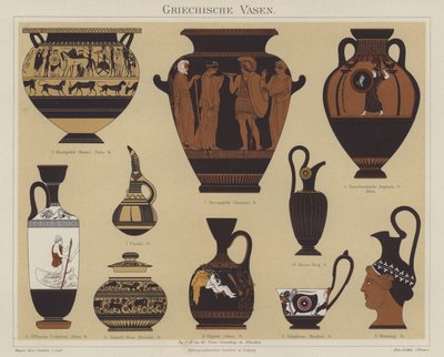 Grekiska vaser (färg litho) av German School
