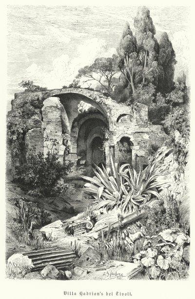 Hadrianus villa, Tivoli, Italien (gravyr) av German School