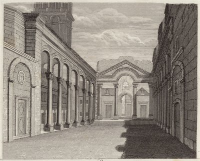 Hall av den romerske kejsaren Diocletianus palats, Spalato (Split, Kroatien). Illustration för Bilder-Atlas (gravyr) av German School