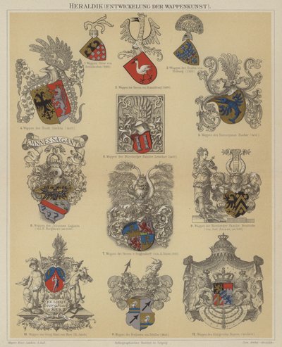 Heraldik (färg litho) av German School