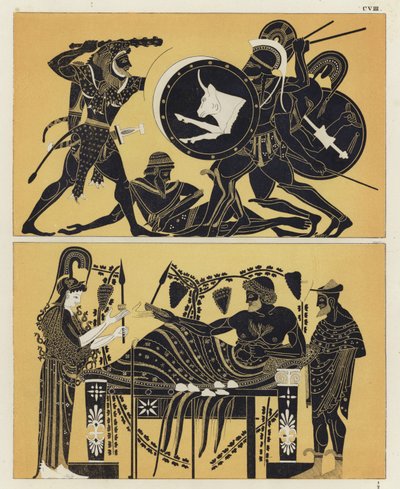 Hercules slåss mot Geryon och Geryon med Athena och Dionysos av German School