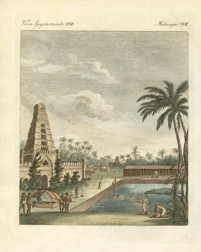 Hindos kuriosa (färgad gravyr) av German School