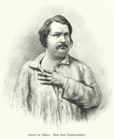 Honore de Balzac, fransk romanförfattare och dramatiker (litho) av German School