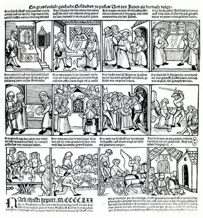 Värd för vanhelgning av judarna i Passau 1477 av German School