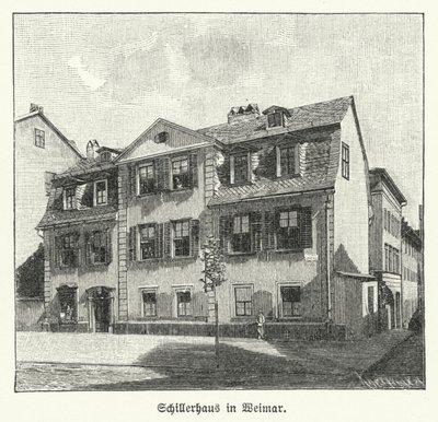 Poetens, dramatikern och filosofen Friedrich Schillers hus, Weimar, Tyskland (litho) av German School
