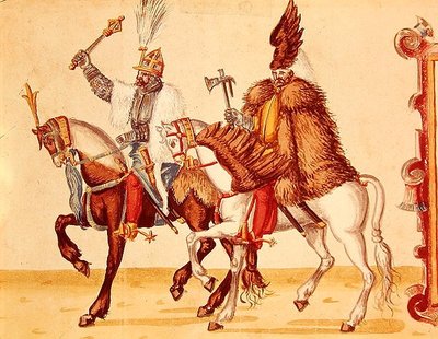 Ungerska adelsmän vid det osmanska hovet i slutet av 1500-talet (akvarell på papper) av German School