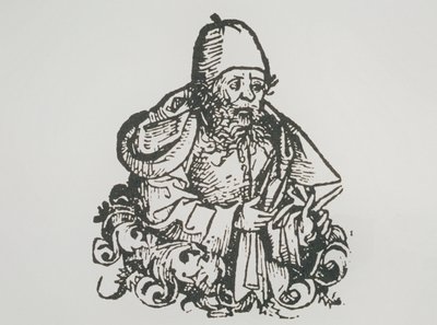 Idealporträtt av Guido Bonatti, kopia av en illustration från Liber Chronicarum av Hartmann Schedel, 1493, använd i A History of Magic från slutet av 1800-talet av German School