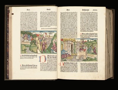 Upplyst kopia av den 9:e upplagan av Bibeln på tyska, Anton Koberger, Nürnberg, 1483 av German School