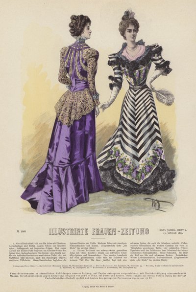 Illustration för Illustrirte Frauen-Zeitung (färg litho) av German School