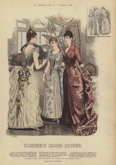 Illustration för Illustrirte Frauen-Zeitung (färg litho) av German School