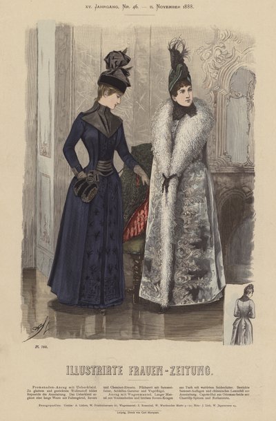 Illustration för Illustrirte Frauen-Zeitung (färg litho) av German School