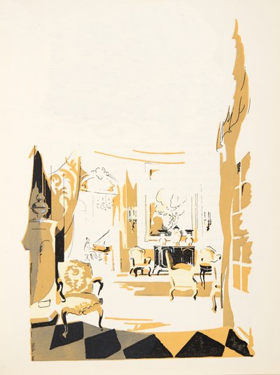 Illustration från Styl, pub.1922 (pochoirtryck) av German School