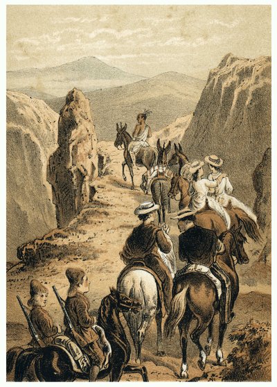 Illustration av erövringen av Amazonas av européer. I "" De Bootslieden der Amazon-River", Karl Muller, Nederländerna av German School
