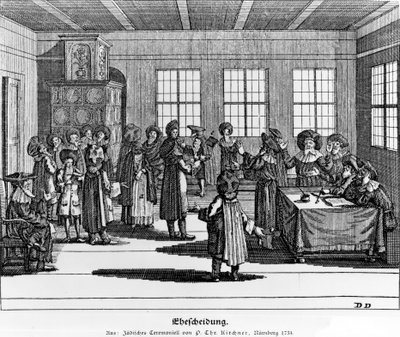 Illustration hämtad från den judiska ceremoni, eller beskrivning av dessa bruk av Paul Christian Kirchner, 1724 av German School