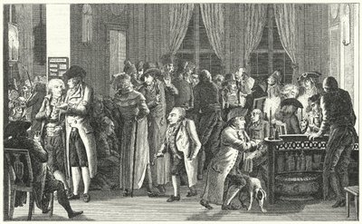 Interiör av Richters kaffehus i Leipzig, c1800 (gravyr) av German School