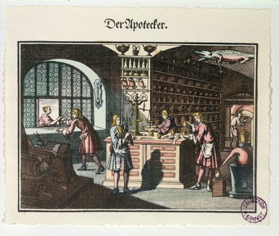 Interiör av en apotekare, ca 1700 av German School