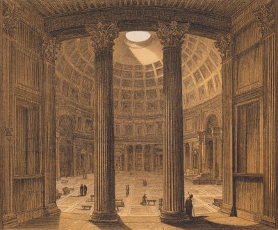 Interiör från Pantheon, Rom (färglitografi) av German School
