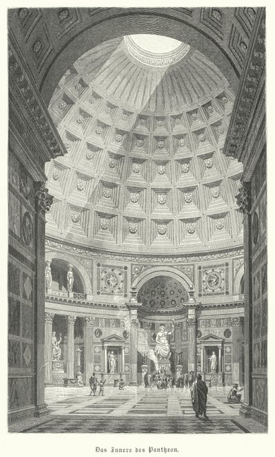 Interiör av Pantheon, Rom (gravyr) av German School
