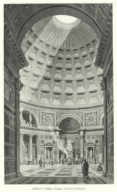 Interiör av Pantheon, Rom (litho) av German School