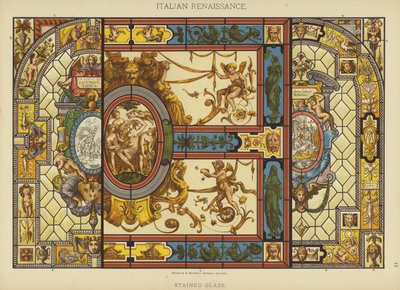 Italiensk renässans, målat glas (färg litho) av German School