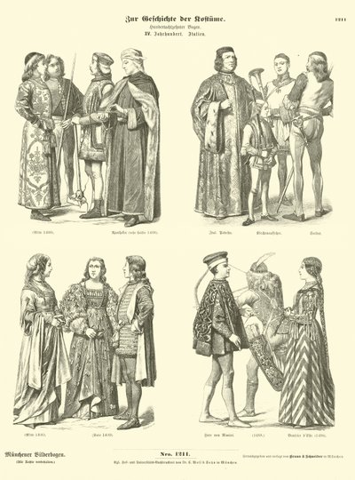 Italienska dräkter, 1400-talet av German School