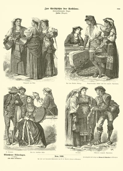 Italienska dräkter, sent 1800-tal av German School