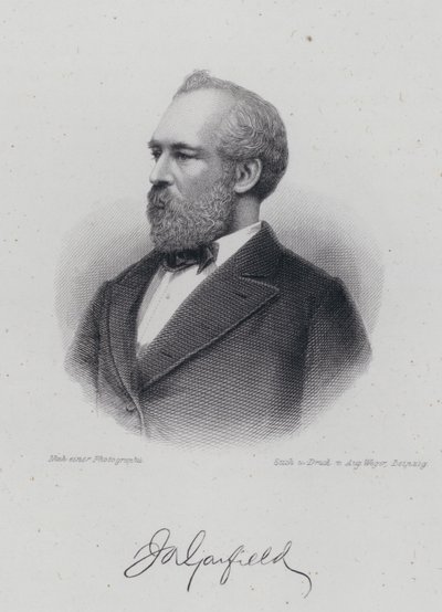 James A Garfield, amerikansk politiker och USA:s 20:e president (gravyr) av German School