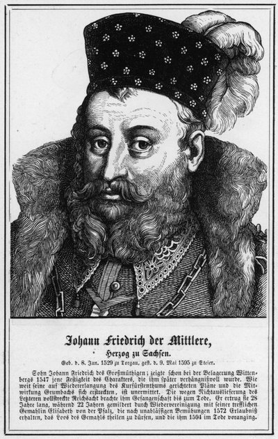 Johann Friedrich den mellersta, hertig av Sachsen (gravyr) av German School