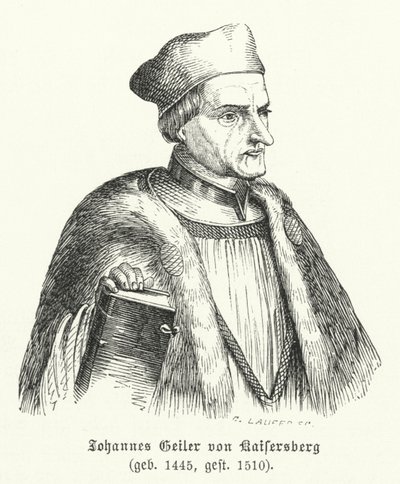 Johann Geiler von Kaisersberg, schweizisk präst och teolog (gravyr) av German School