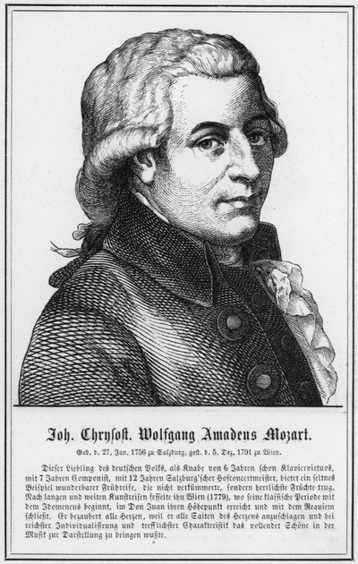 John Chrysostom Wolfgang Amadeus Mozart (gravyr) av German School