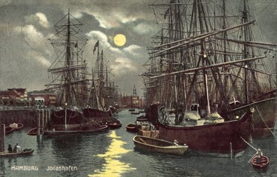 Jonashafen, Hamburg (färg litho) av German School