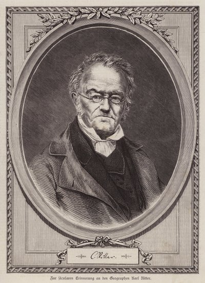 Karl Ritter, tysk geograf och professor vid universitetet i Berlin (gravyr) av German School
