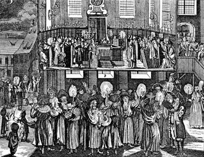 Kiddush Levana av Georg Puschner från Kirchners judiska ceremoni, 1726 av German School