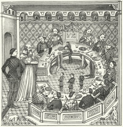 Kung Arthur och det runda bordet (gravyr) av German School