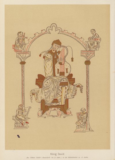 Kung David (färglitografi) av German School