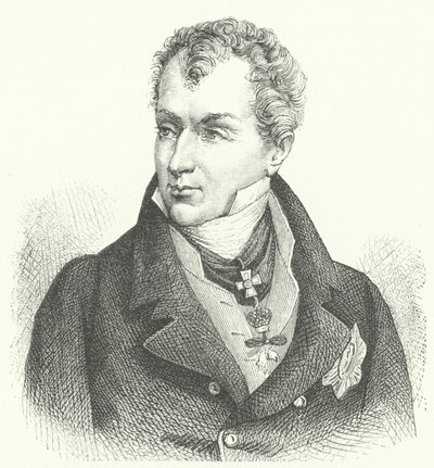Klemens von Metternich, prins av Metternich-Winneburg, tysk diplomat och statsman (gravyr) av German School