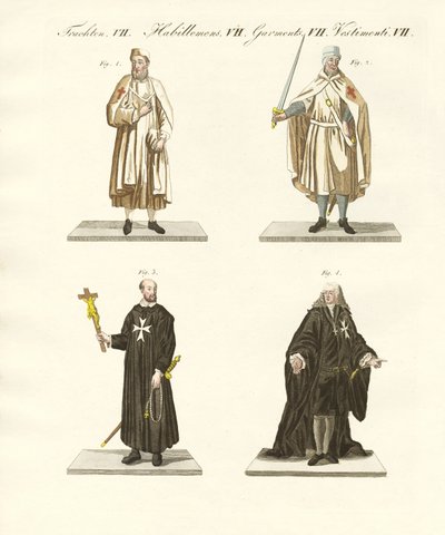 Riddarorder (färgad gravyr) av German School