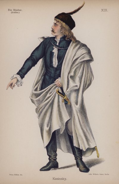 Kosinsky, från Die Rauber (Rånarna) av Friedrich Schiller (färg litho) av German School