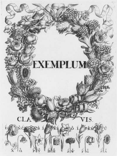 Blommors språk, illustration från Cryptographia, eller hemliga skrifter av Johann Balthasar Friderici, publicerade i Hamburg, 1685 av German School