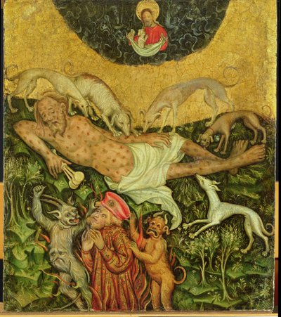 Lazarus och den rike mannen, ca 1400 av German School