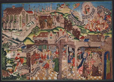 Lazarus-gobeläng, Basel, ca 1500 (färglitografi) av German School