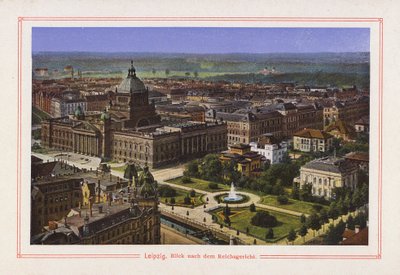 Leipzig, vy efter kejserliga hovet (färglitografi) av German School