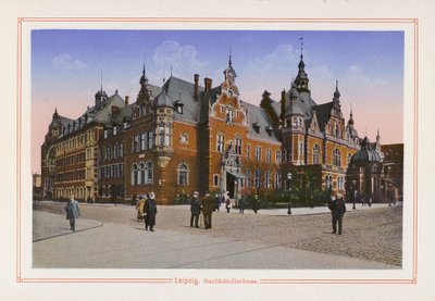 Leipzig, bokhandelns hus (färglitografi) av German School